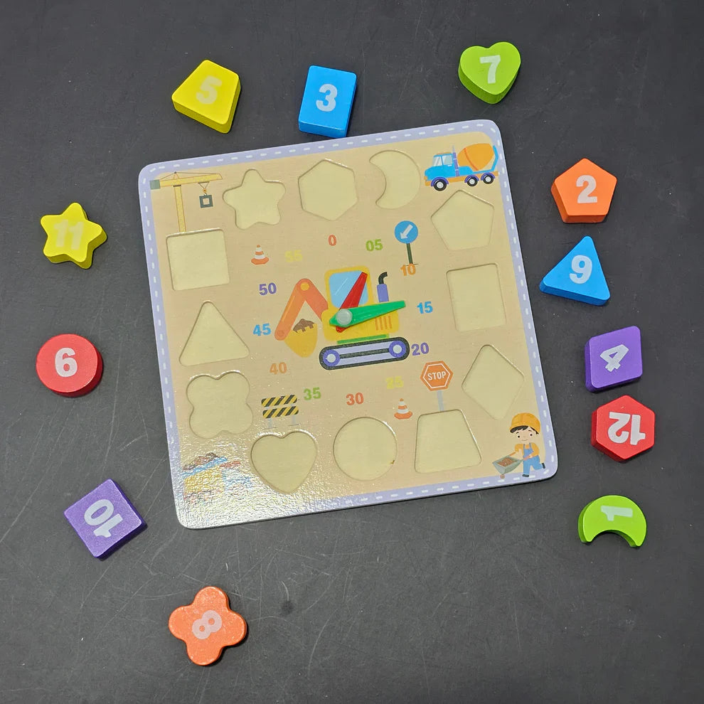 Wooden Clock With Blocks – Educational Toy | Bacha Toys