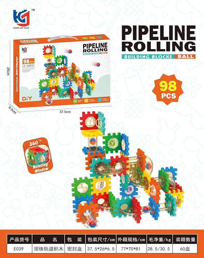 Pipeline Rolling Ball Building Blocks – 98 Pcs DIY Creative Set - Bacha Toys
