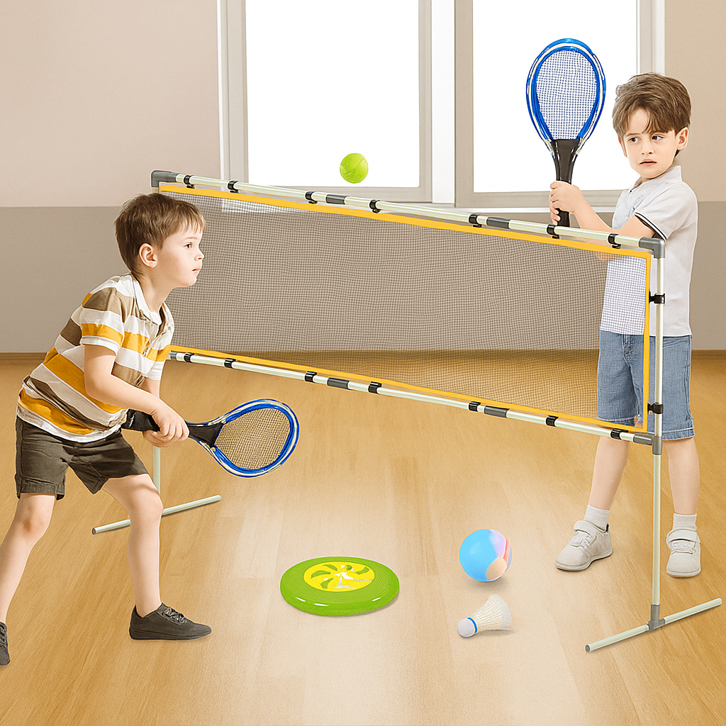 4 in 1 Sports Set – Badminton, Tennis, Frisbee & Volleyball Game Kit | Bacha Toys