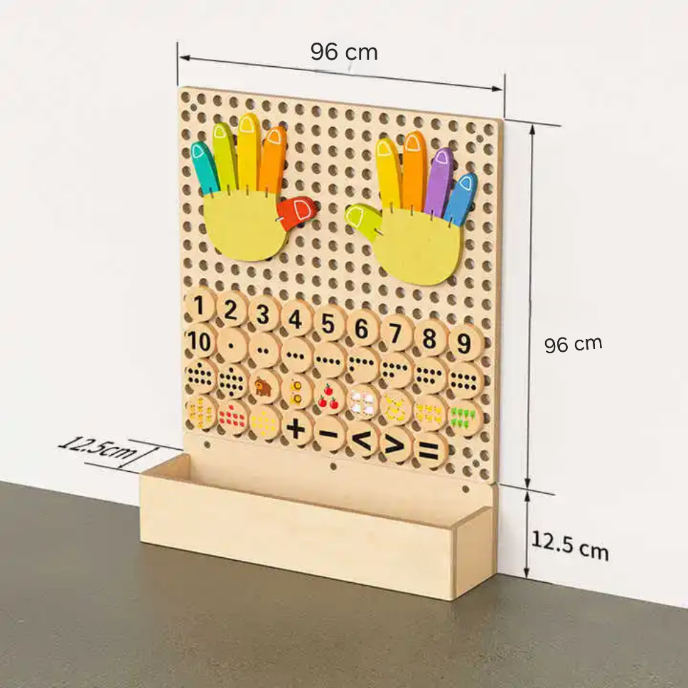 Wooden Sensory Wall Panel | Montessori Counting Pegboard Complete Wall System