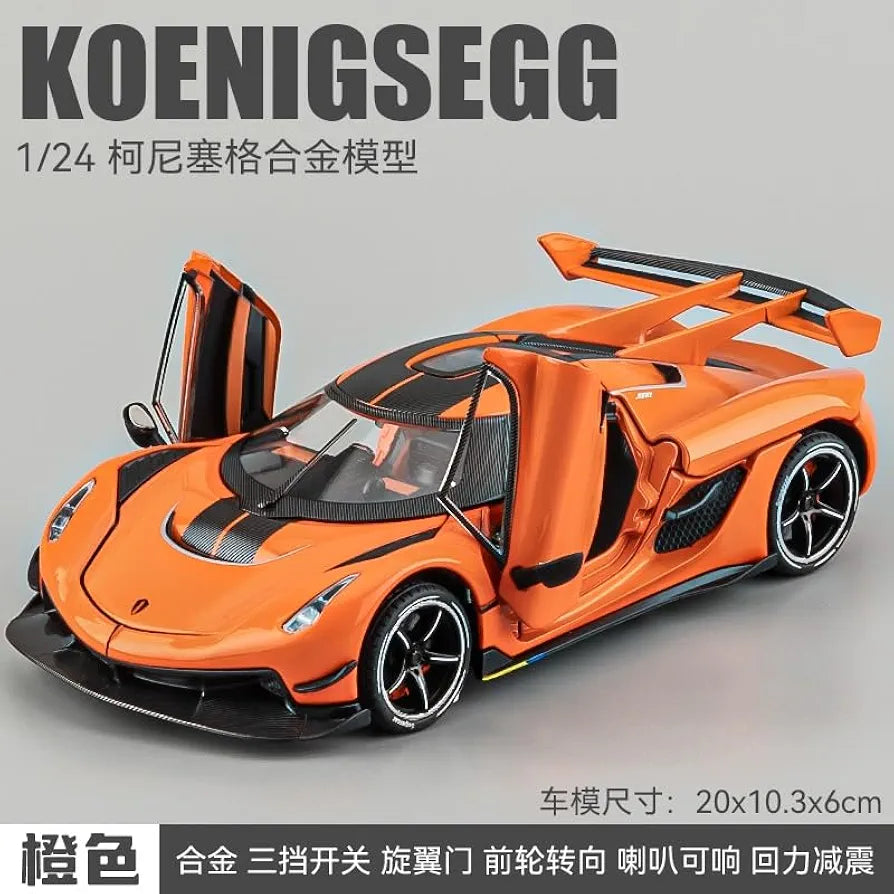 Koenigsegg Jesko 1:24 Scale Die-Cast Model Car – Pull-Back, Sound, Light & Atomization Function | Bacha Toys