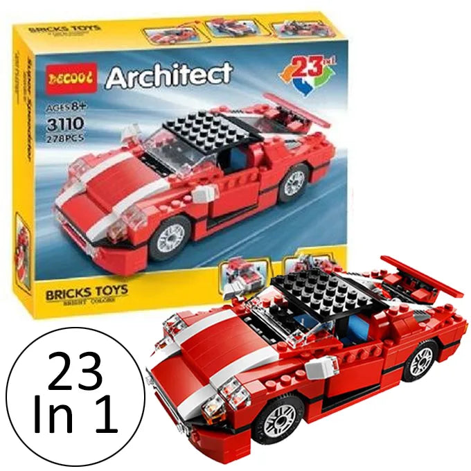 Architect Bricks Toy Set – 23-in-1 Super Speedster (278+ Pcs) | Bacha Toys