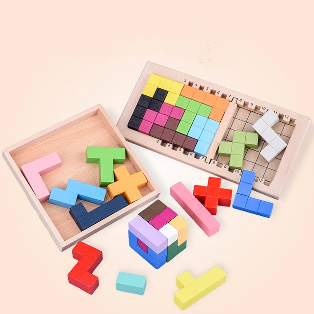 Fidtoy Puzzle Tetris en bois pour enfants