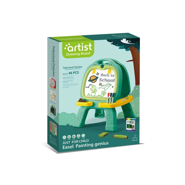 46 Pcs Artist Drawing Board for Kids – Double-Sided Easel with Spirograph & Painting Accessories | Bacha Toys