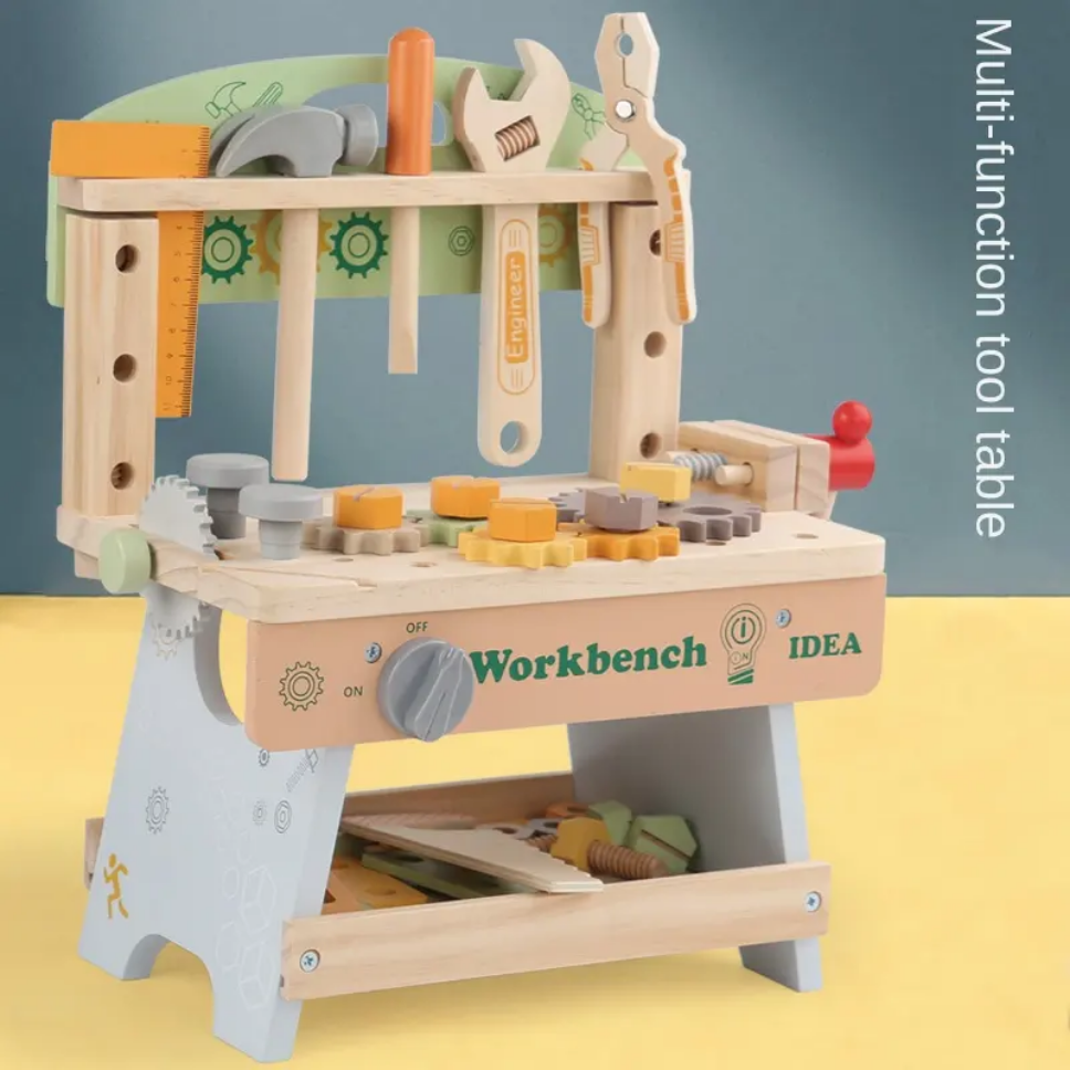 Wooden Kids Tool Bench – Montessori Pretend Play Workbench Set with Tools & Gears | STEM Fine Motor Skills Toy by Eduspark Toys