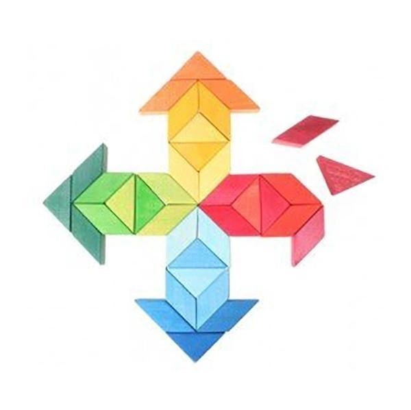 Large Wooden Rainbow Square Indian Building Block