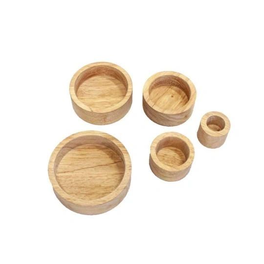 Montessori Natural Wooden Nesting Bowls Stacking Toy