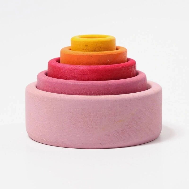 Montessori Natural Wooden Nesting Bowls Stacking Toy