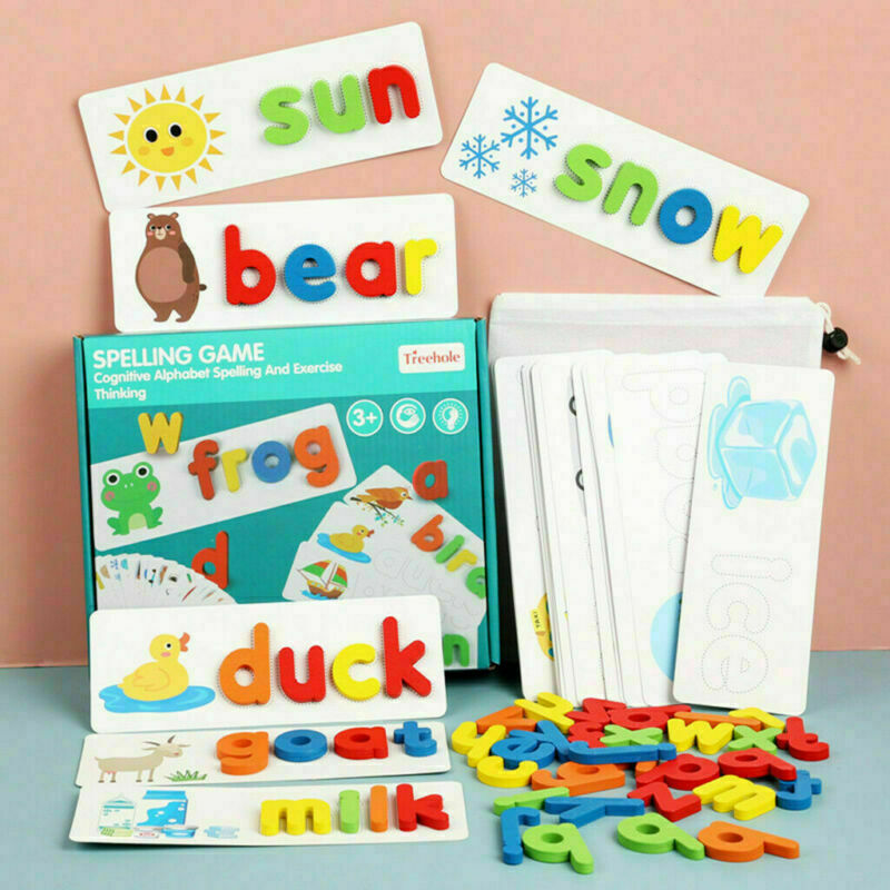 Fidtoy Wooden Alphabet Spelling Game Set for Kids Learning