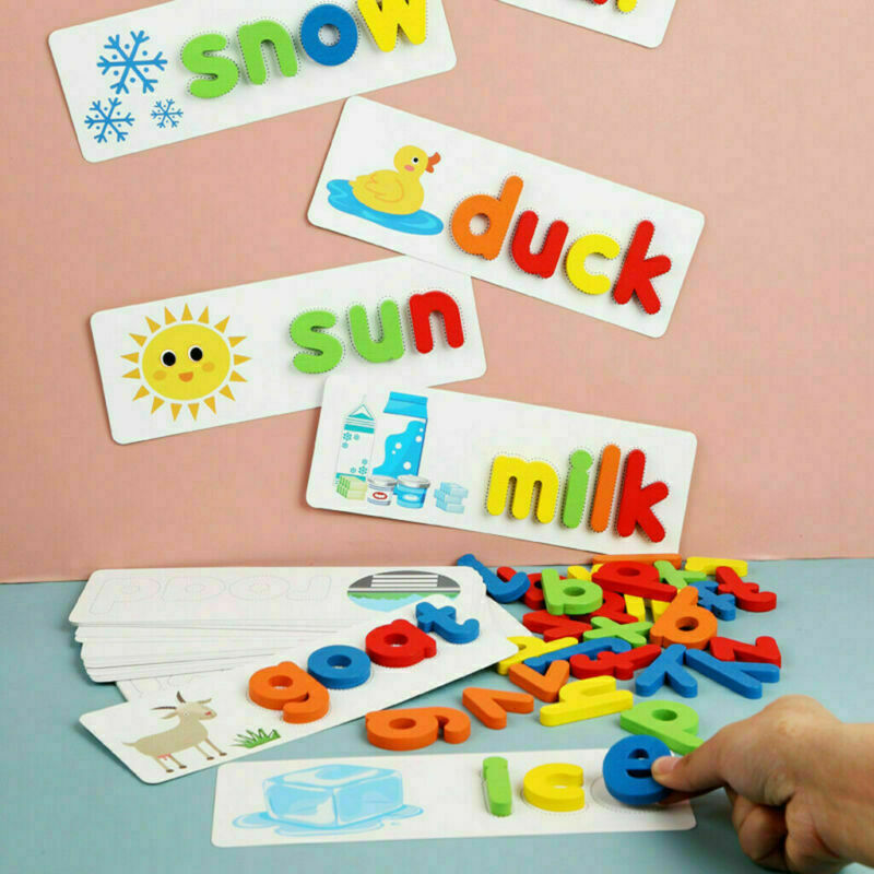 Fidtoy Wooden Alphabet Spelling Game Set for Kids Learning