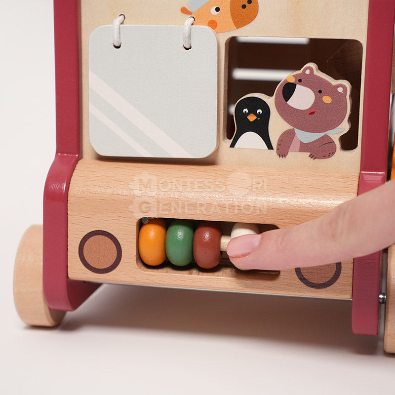 Fidtoy Wooden Activity Bus Toy for Toddlers – Montessori Multi Activity Learning Toy 2+