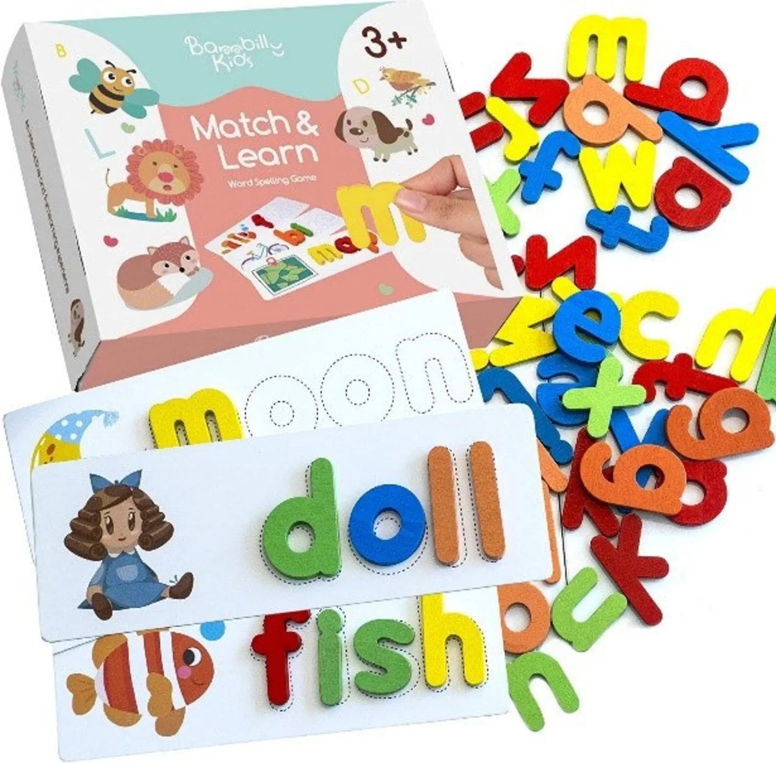 Spelling Game Wooden See and Spell Match Letter Puzzles