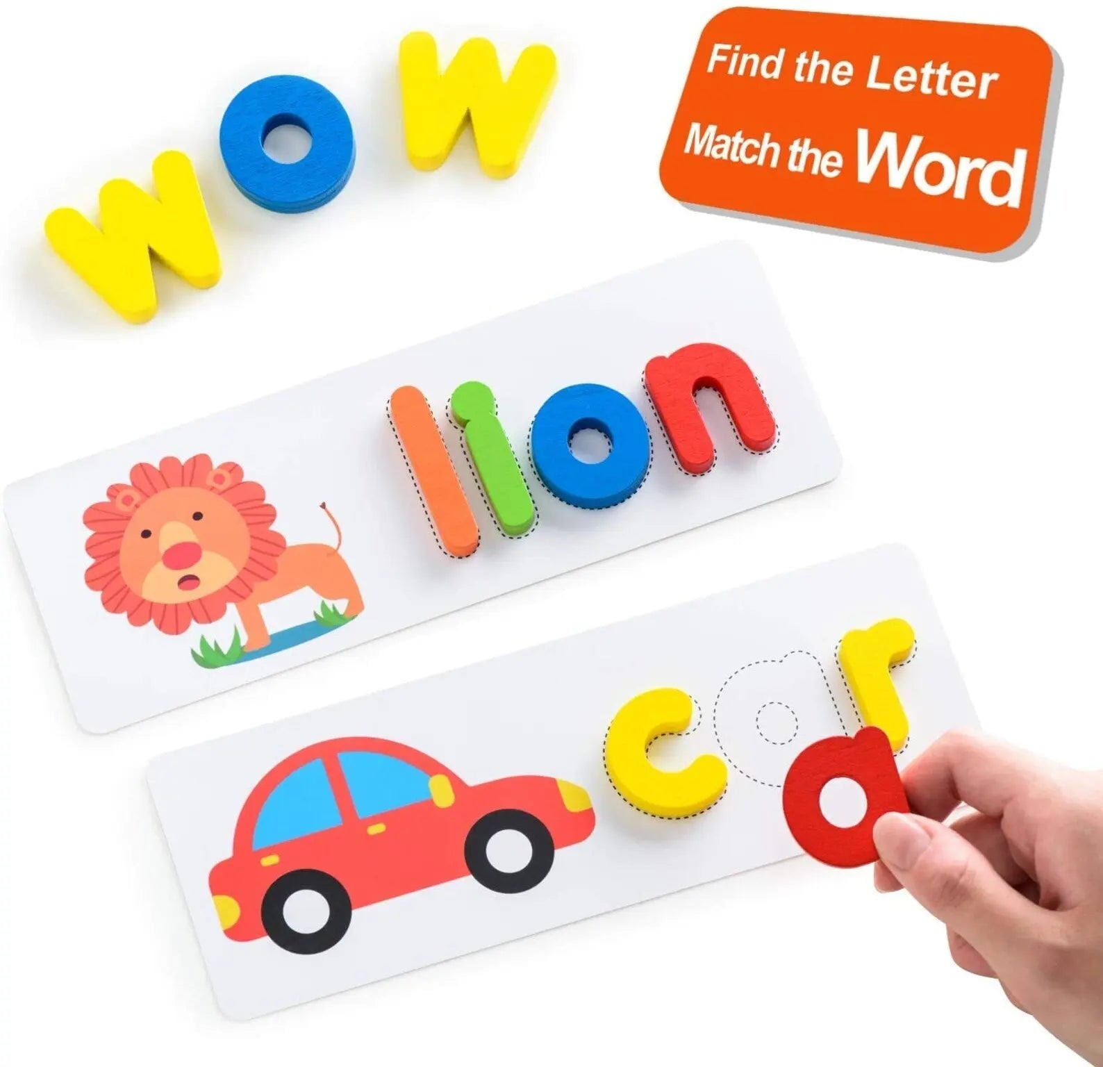 Spelling Game Wooden See and Spell Match Letter Puzzles