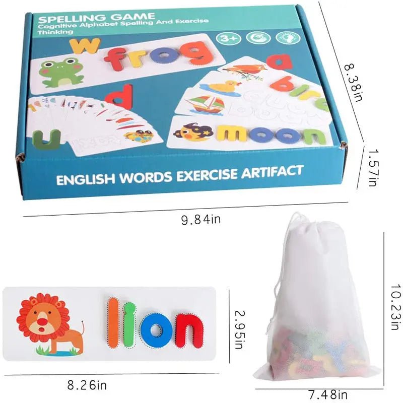 Spelling Game Wooden See and Spell Match Letter Puzzles