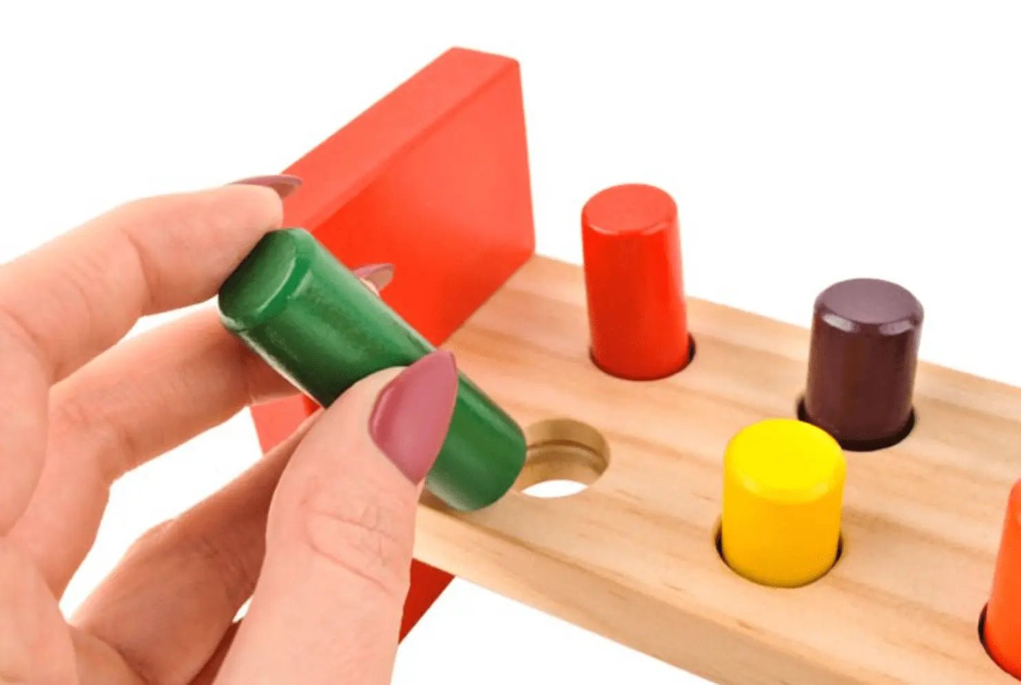 Strike the Wooden Kids Colorful Wooden Blocks Hammer Children Early Learning Educational Toy – 6 peg