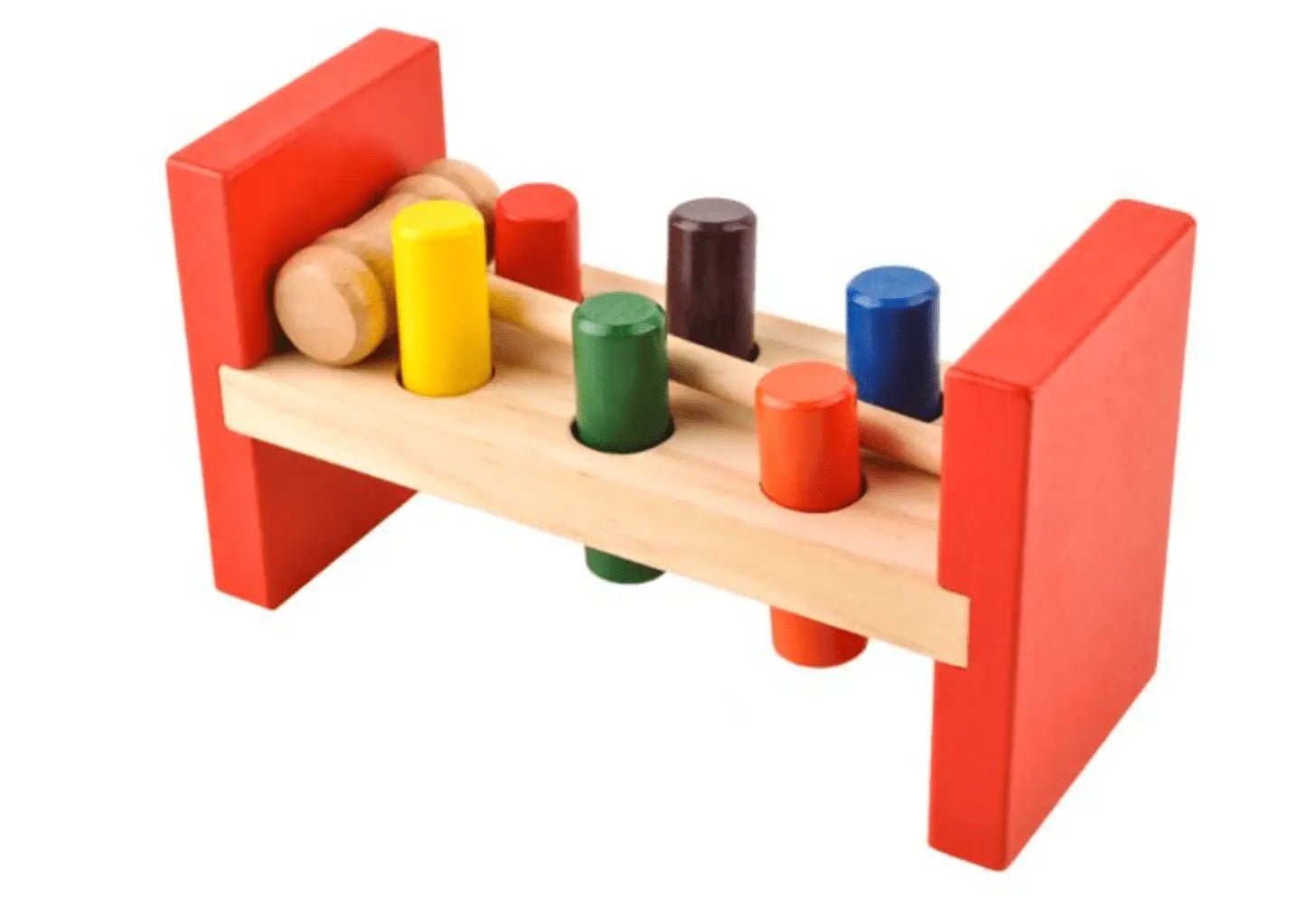 Strike the Wooden Kids Colorful Wooden Blocks Hammer Children Early Learning Educational Toy – 6 peg