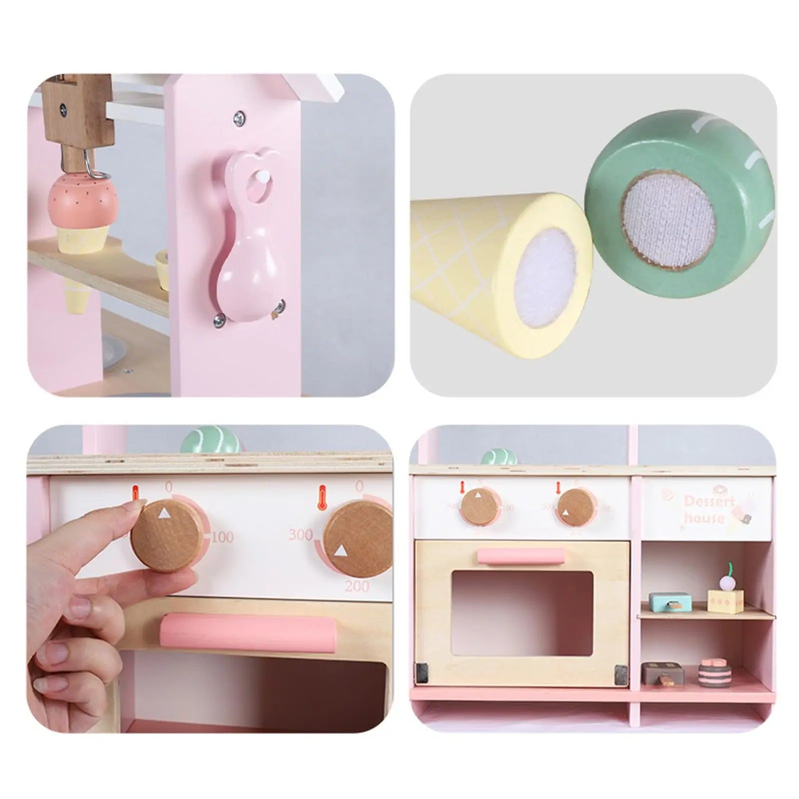 Wooden Dessert Shop & Ice Cream Stall Pretend Play Toys