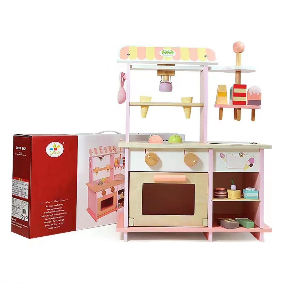 Wooden Dessert Shop & Ice Cream Stall Pretend Play Toys