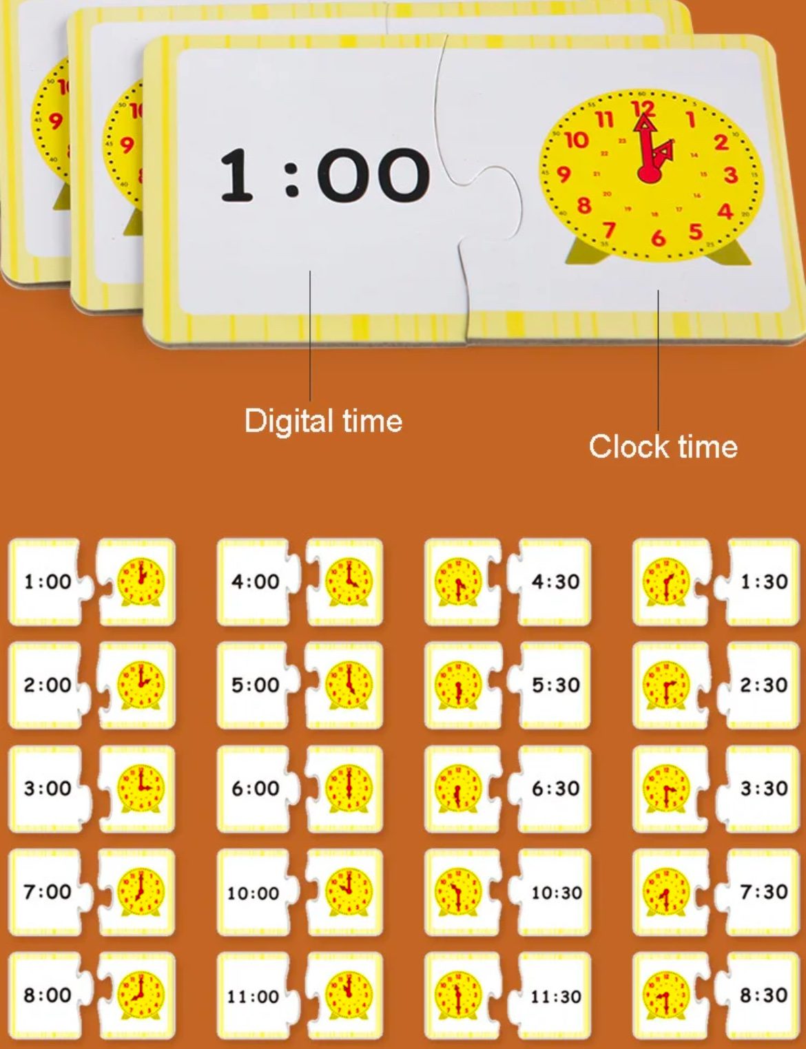 Digital Clock Time Learning Kit – Interactive Time-Telling Toy with Matching Cards and Dice