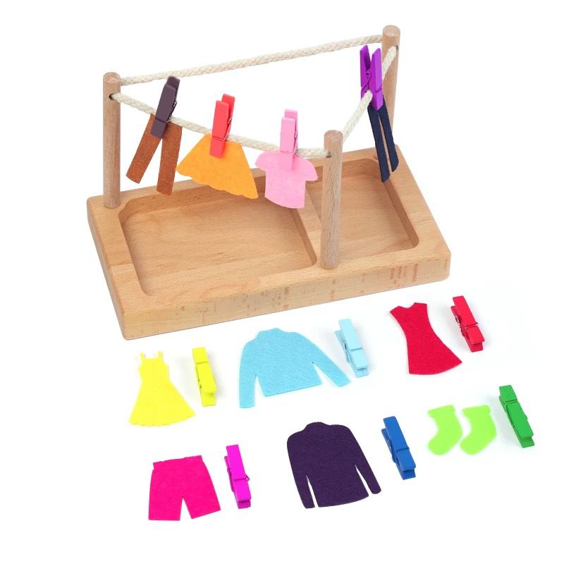 Montessori Clothesline Activity for Toddlers – Practical Life Pegs Activity