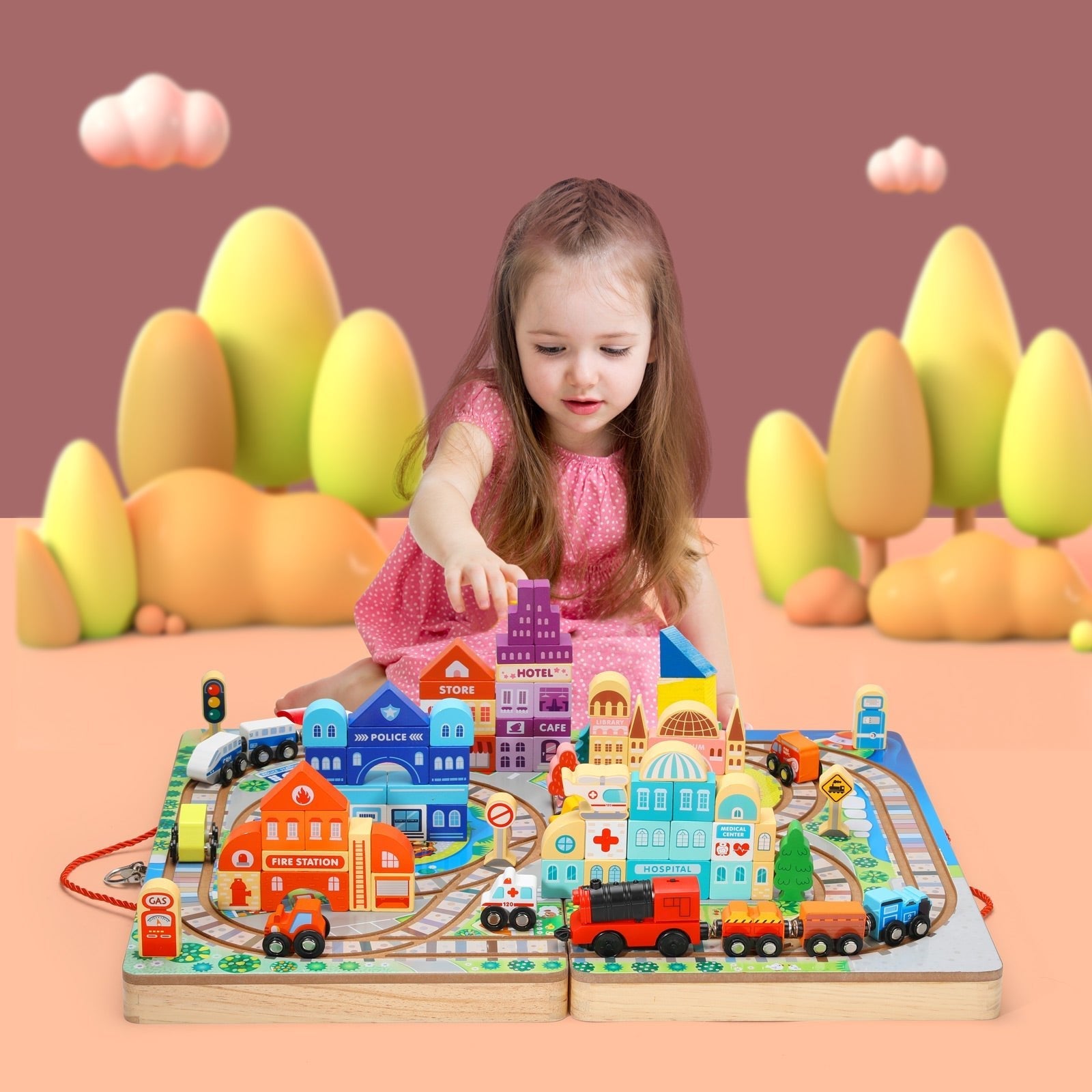 Train Set Building Blocks Box