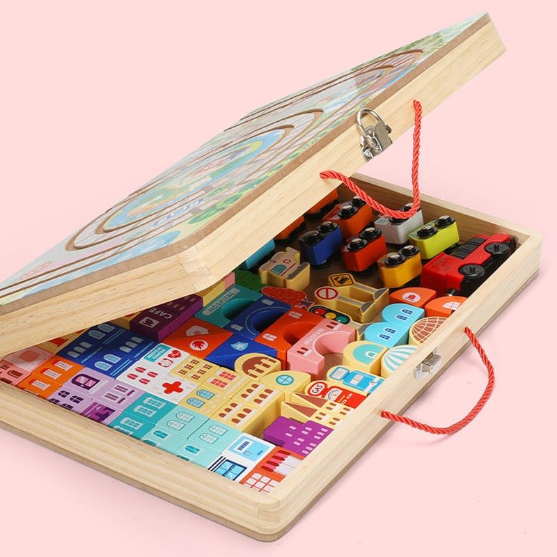 Train Set Building Blocks Box