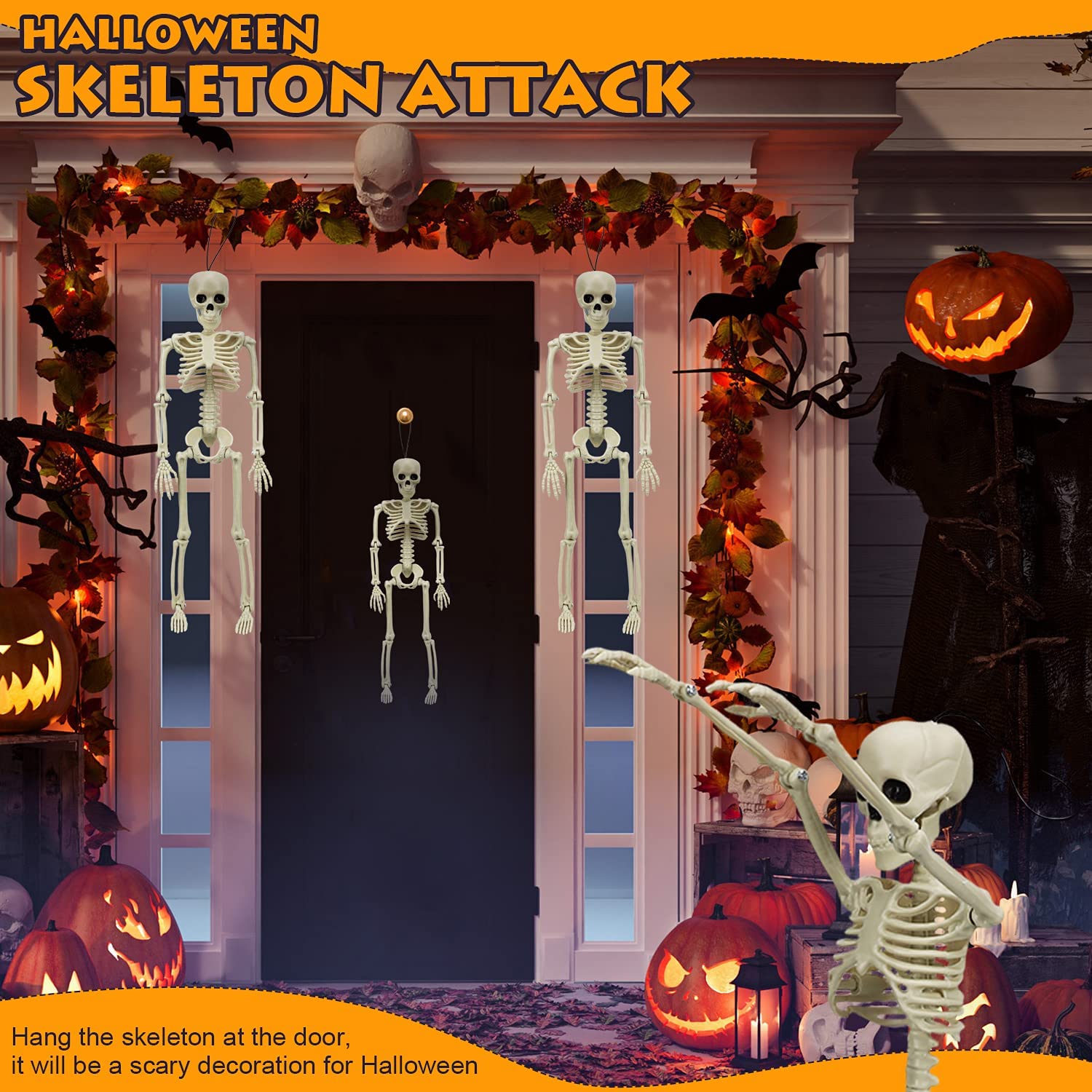 2 Pcs Halloween Hanging Skeleton Decoration