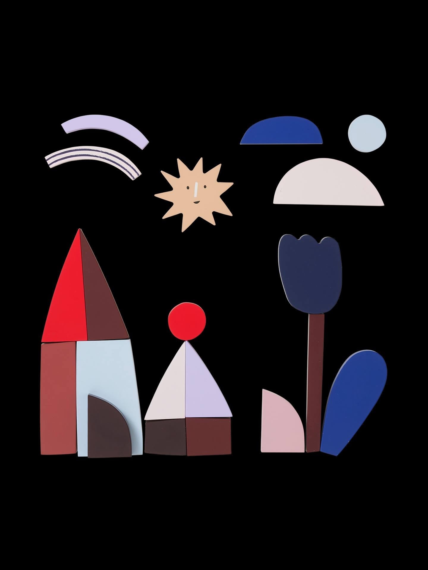 Wooden Abstract Building Blocks Open-ended Play Toy