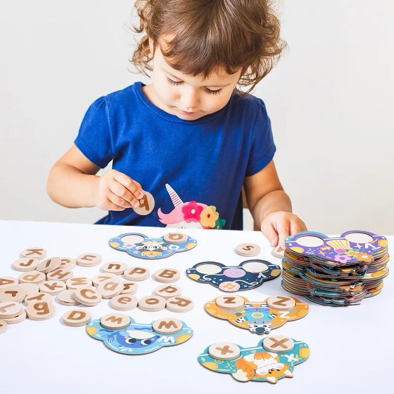 Wooden Alphabet Car Match Letters – Uppercase and Lowercase Matching and Word Formation Tray