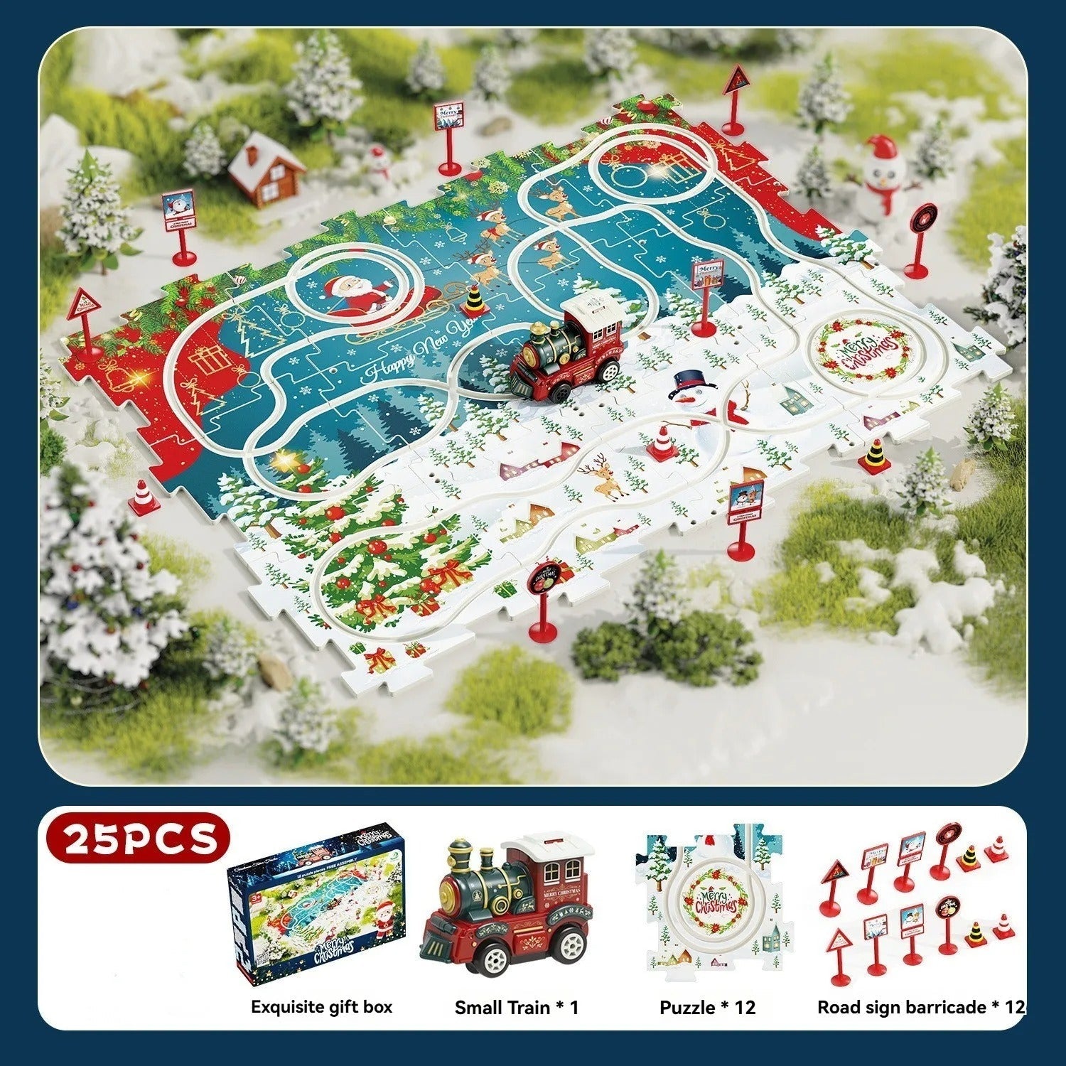 DIY Xmas Train Track™ - Construisez votre propre pays des merveilles de Noël - Puzzle de train de Noël