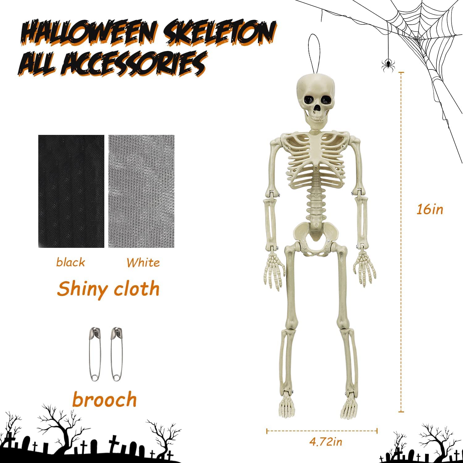 Fidtoy Posable Halloween Skeleton Decorations Set of 2