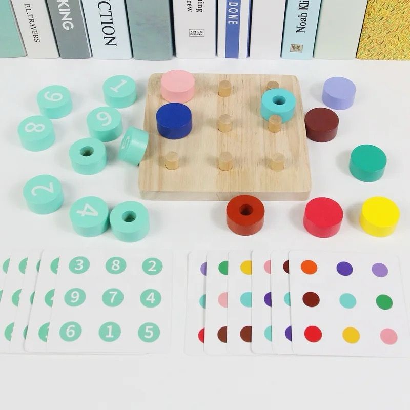 Color and Number Sorting Board – Wooden Matching Game for Early Math Skill