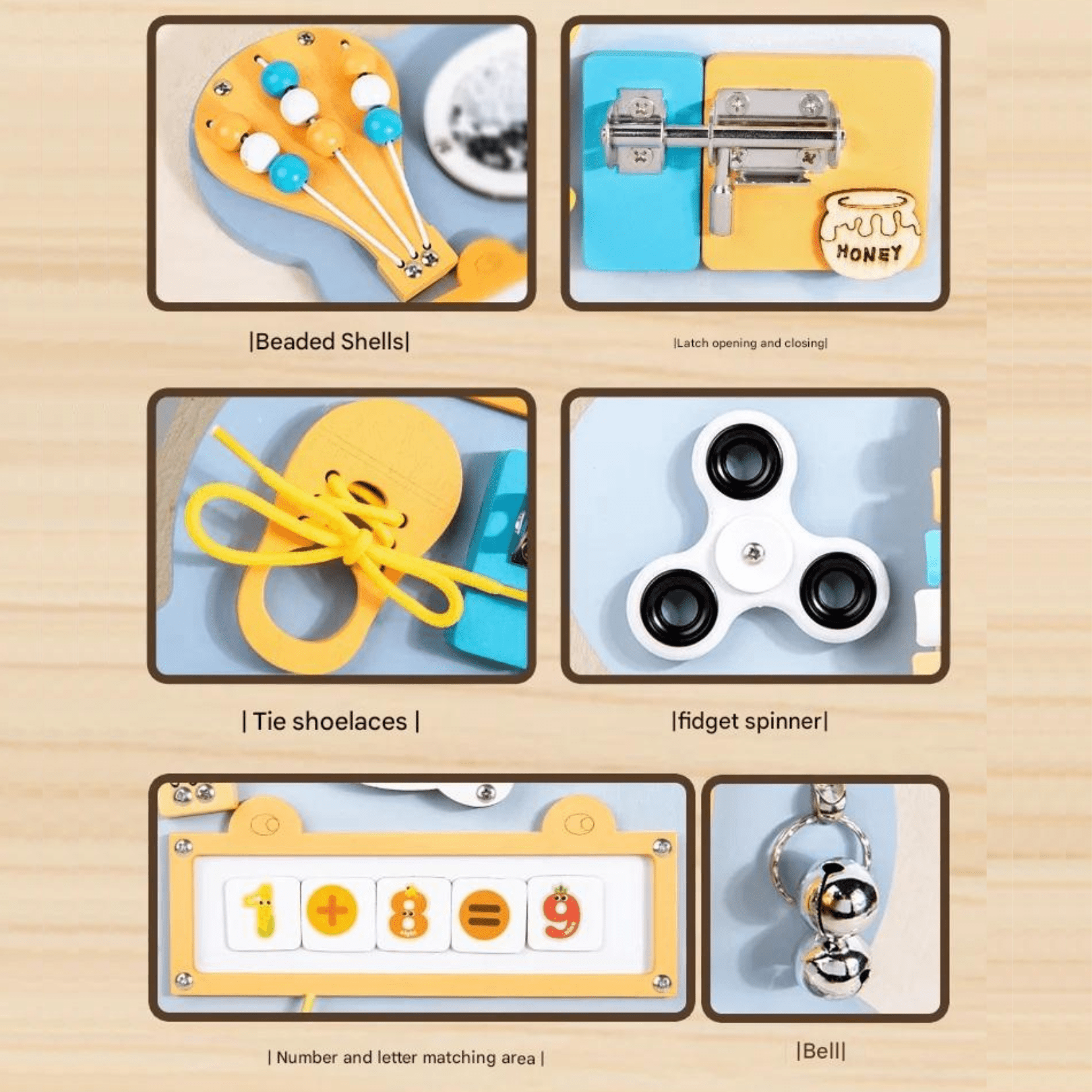 Wooden 10-in-1 Wooden Montessori Busy Board – Sensory Fun & Learning for Toddlers Keep Little Hands Busy! 10-in-1 Montessori Sensory Activity Board