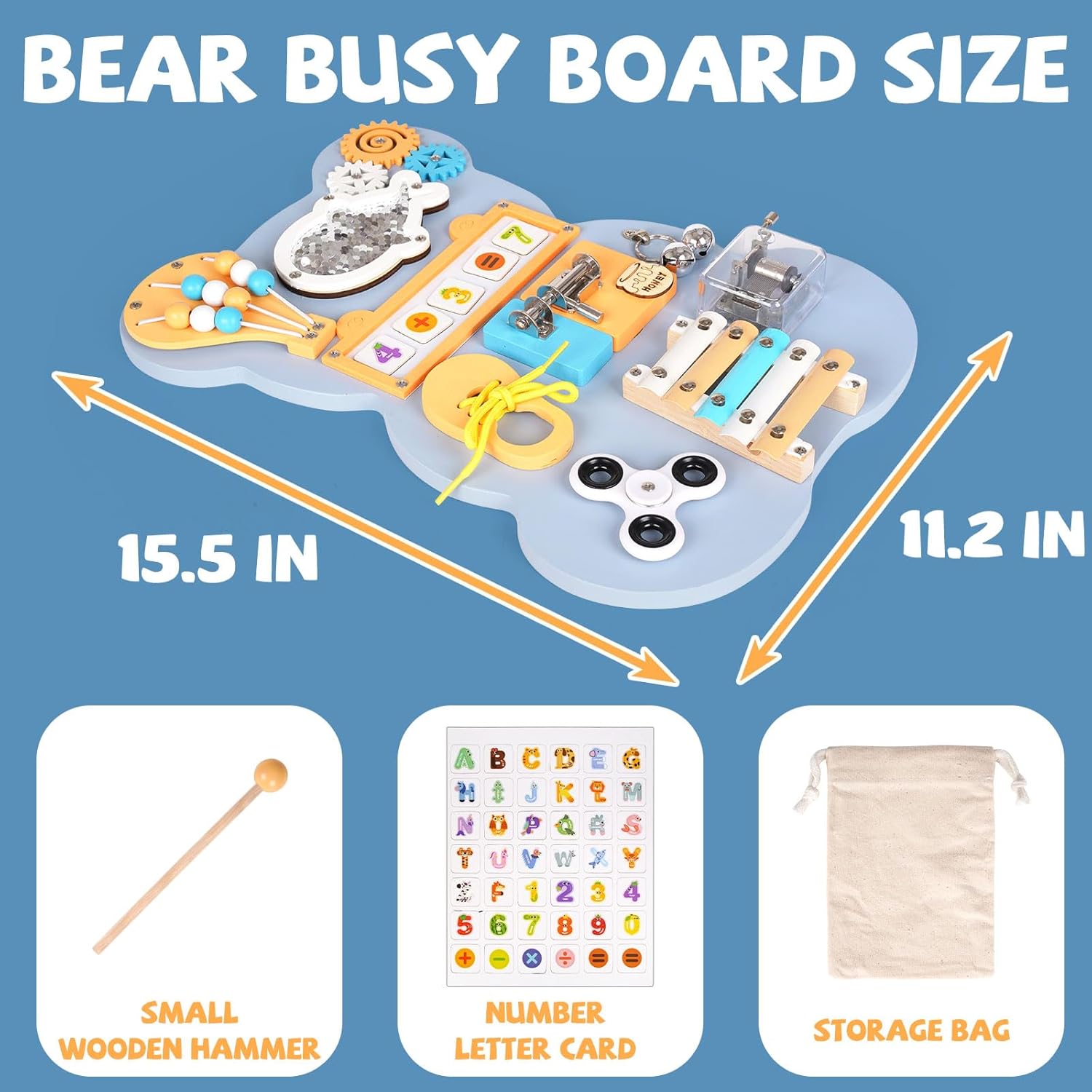 Wooden 10-in-1 Wooden Montessori Busy Board – Sensory Fun & Learning for Toddlers Keep Little Hands Busy! 10-in-1 Montessori Sensory Activity Board