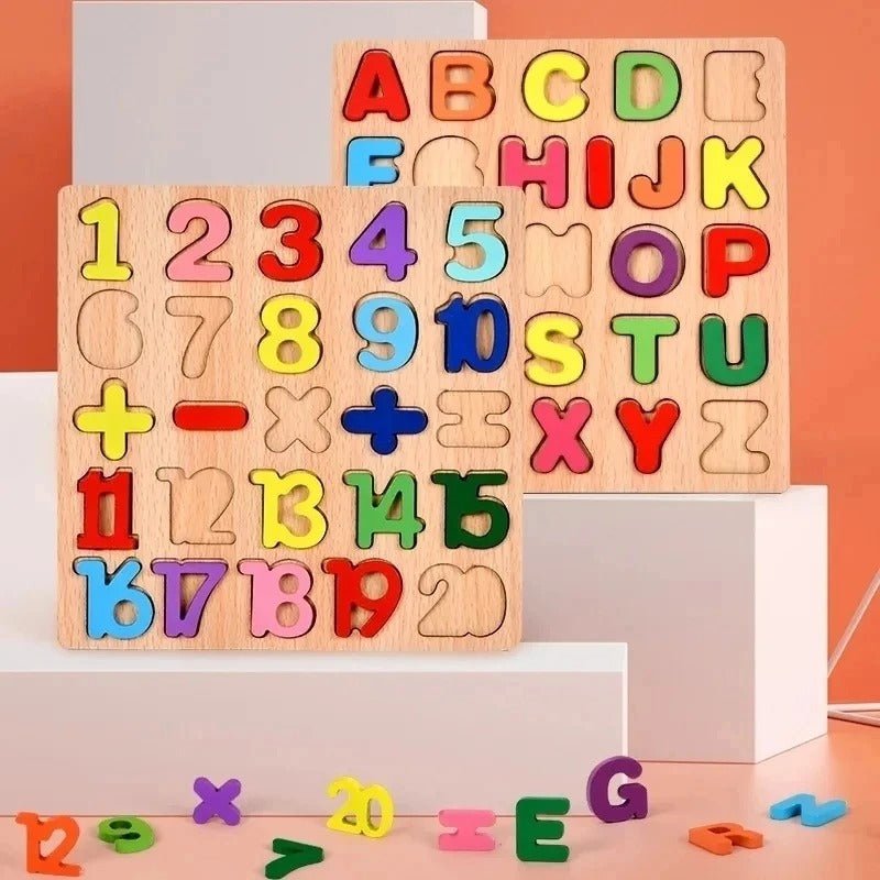 Wooden 3D Alphabets, Numbers & Maths Board - 3 in 1 Combo