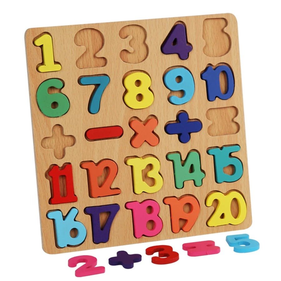 Wooden 3D Alphabets, Numbers, Shapes & Maths Board - 4 in 1 Combo