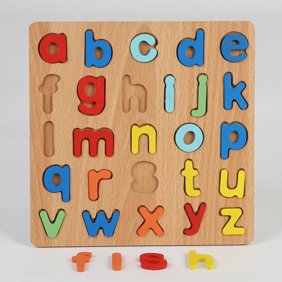 Wooden 3D Alphabets, Numbers, Shapes & Maths Board - 4 in 1 Combo