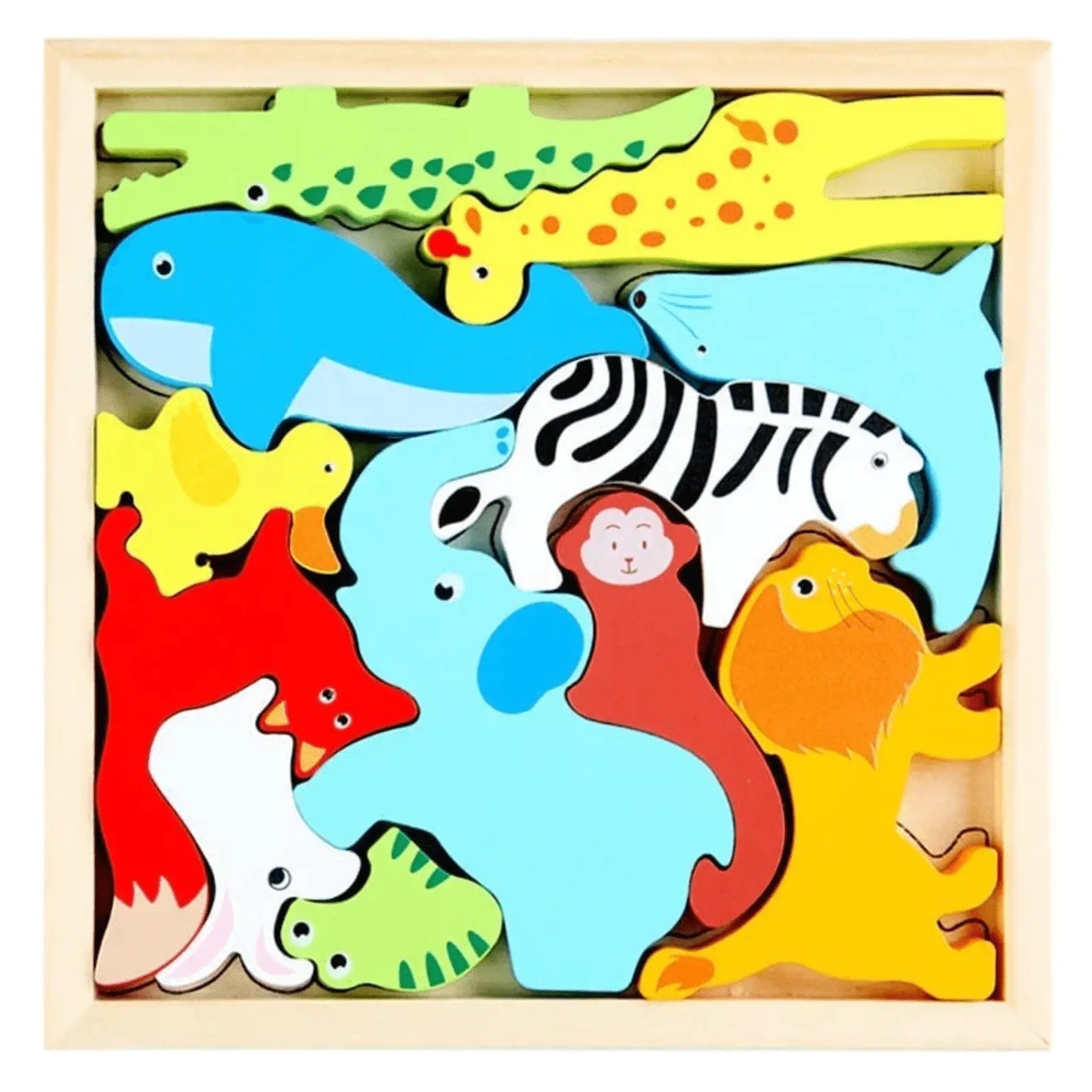 Wooden 3D Cognitive Puzzle Board, Pet Animal, Forest Animal, Dinosaur and Fruits & VegetablesPuzzle Sorting & Stacking Toys