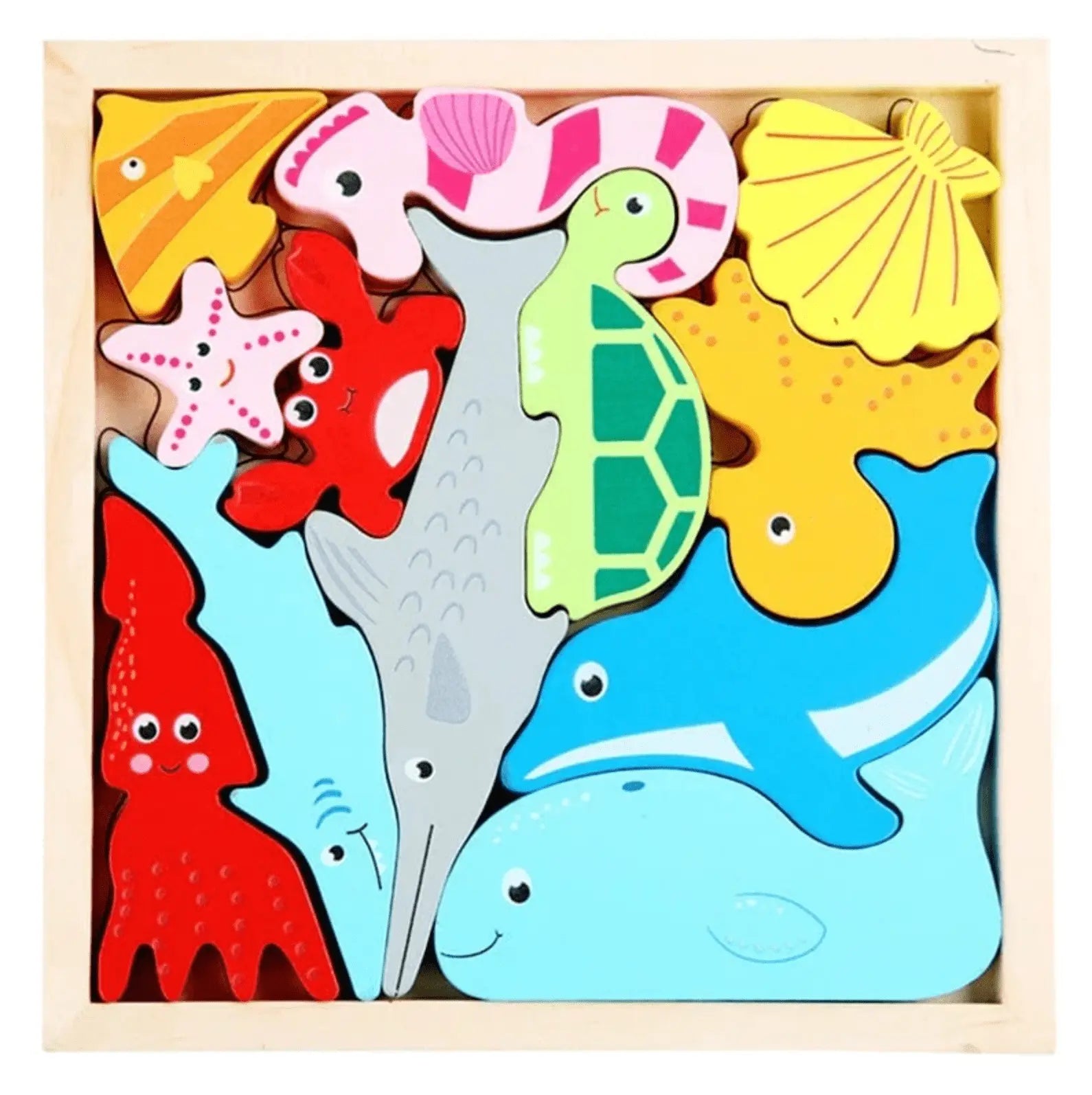 Wooden 3D Cognitive Puzzle Board, Pet Animal, Forest Animal, Dinosaur and Fruits & VegetablesPuzzle Sorting & Stacking Toys