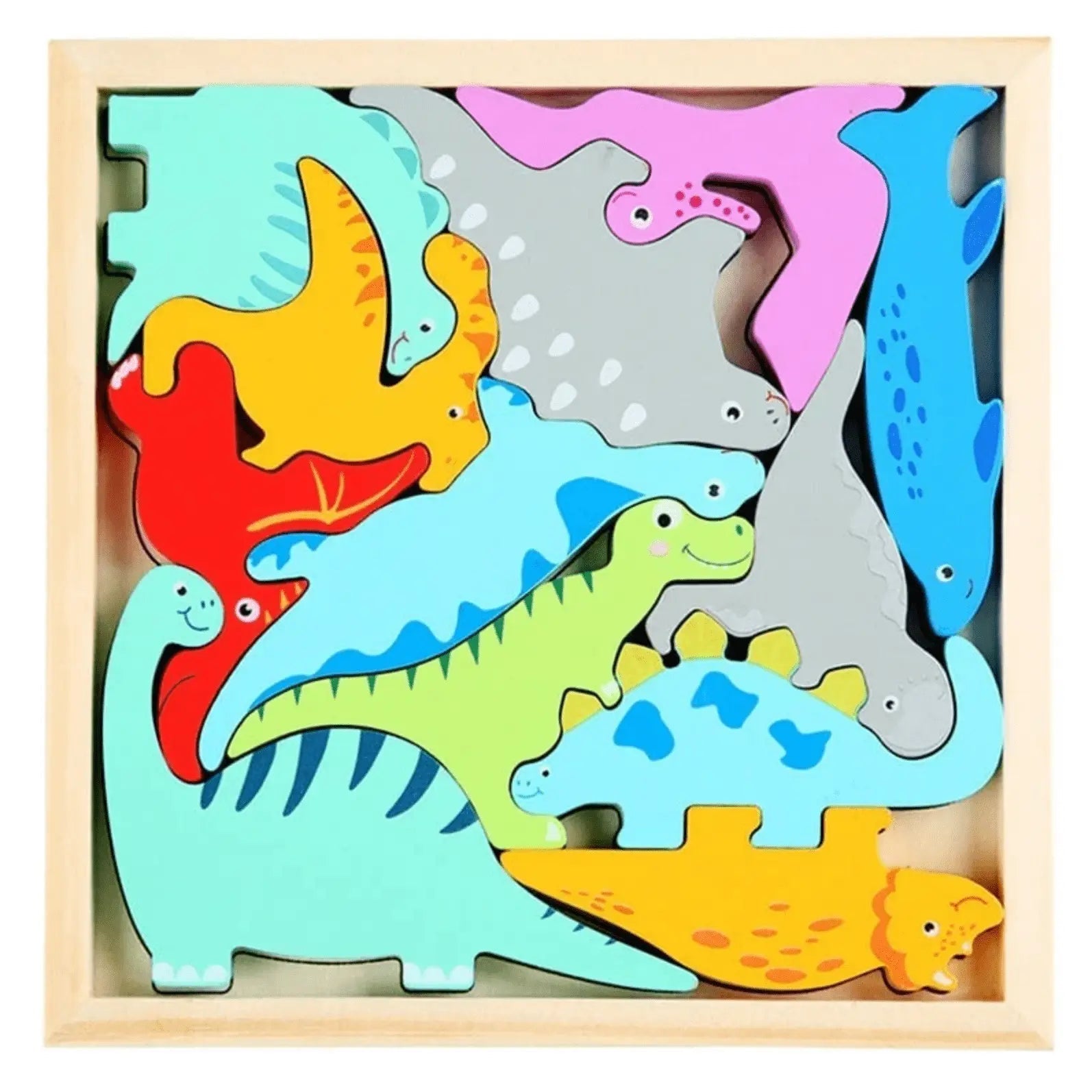 Wooden 3D Cognitive Puzzle Board, Pet Animal, Forest Animal, Dinosaur and Fruits & VegetablesPuzzle Sorting & Stacking Toys