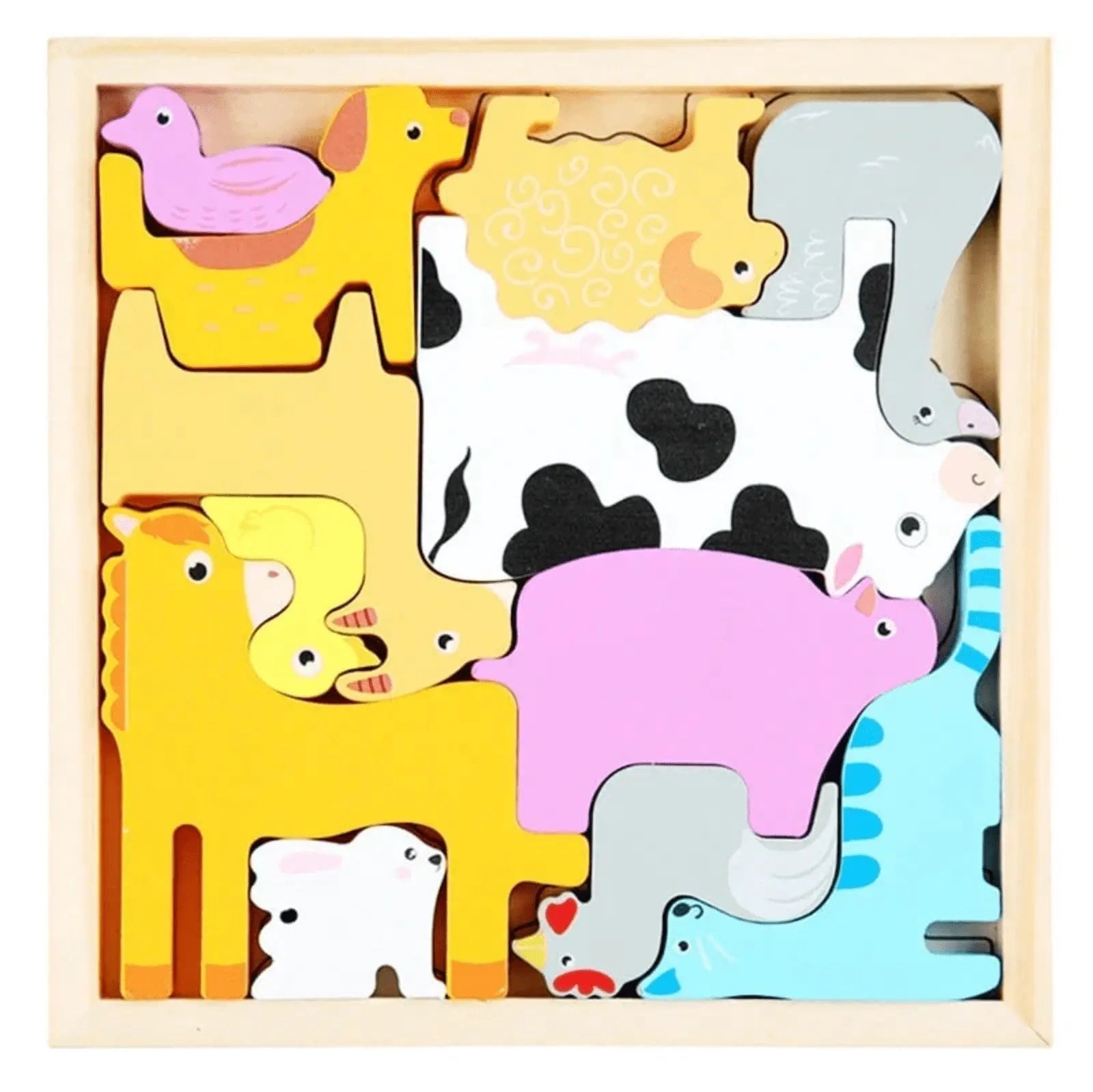 Wooden 3D Cognitive Puzzle Board, Pet Animal, Forest Animal, Dinosaur and Fruits & VegetablesPuzzle Sorting & Stacking Toys