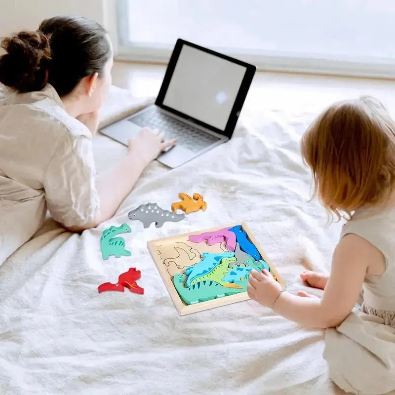 Wooden 3D Cognitive Puzzle Board, Pet Animal, Forest Animal, Dinosaur and Fruits & VegetablesPuzzle Sorting & Stacking Toys