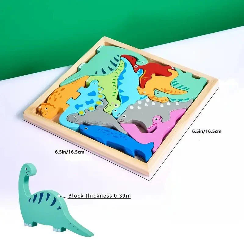 Wooden 3D Cognitive Puzzle Board, Pet Animal, Forest Animal, Dinosaur and Fruits & VegetablesPuzzle Sorting & Stacking Toys