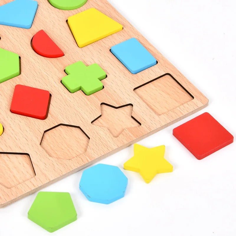 Wooden 3D Colorful Shapes Board