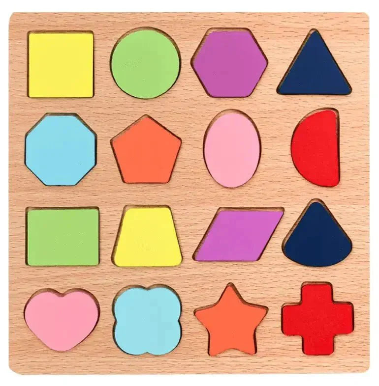 Wooden 3D Colorful Shapes Board