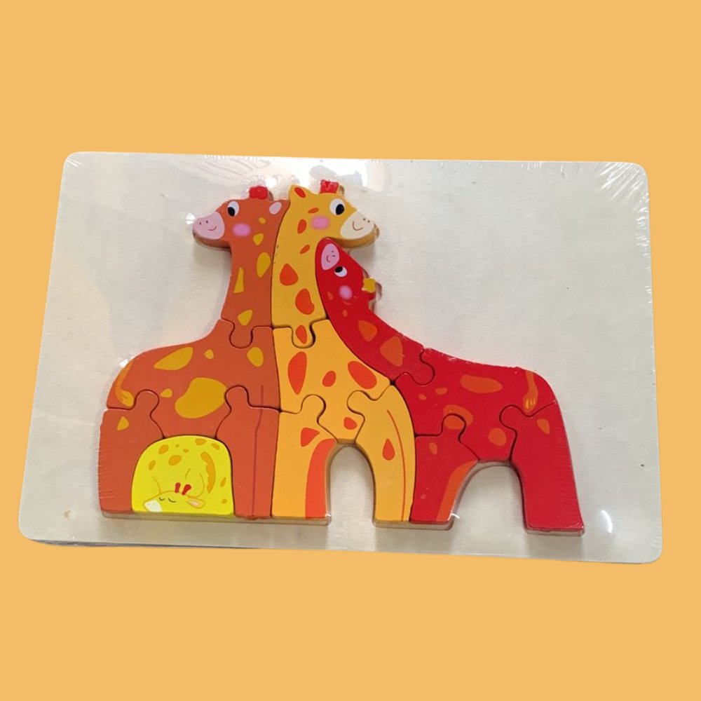 Wooden Animal Family Puzzle Board