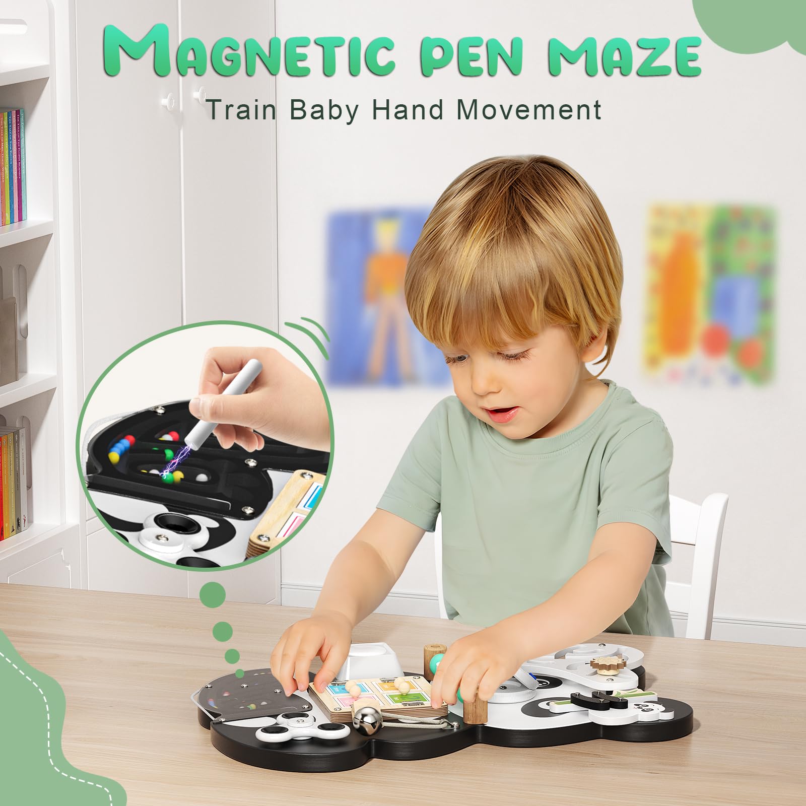 Jeu d'encastrement Ourson en bois – Tableau d'activités Montessori avec serrures et apprentissage sensoriel pour tout-petits | Cadeau éducatif pour enfants