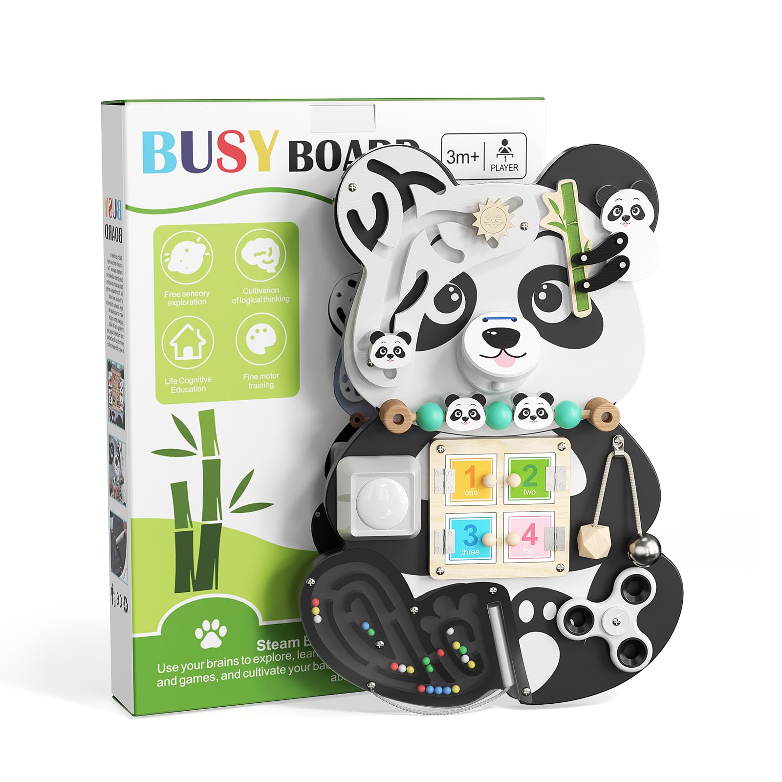 Wooden Bear Puzzle Busy Board – Montessori Lock & Learn Sensory Toy for Toddlers | Educational Gift for Kids