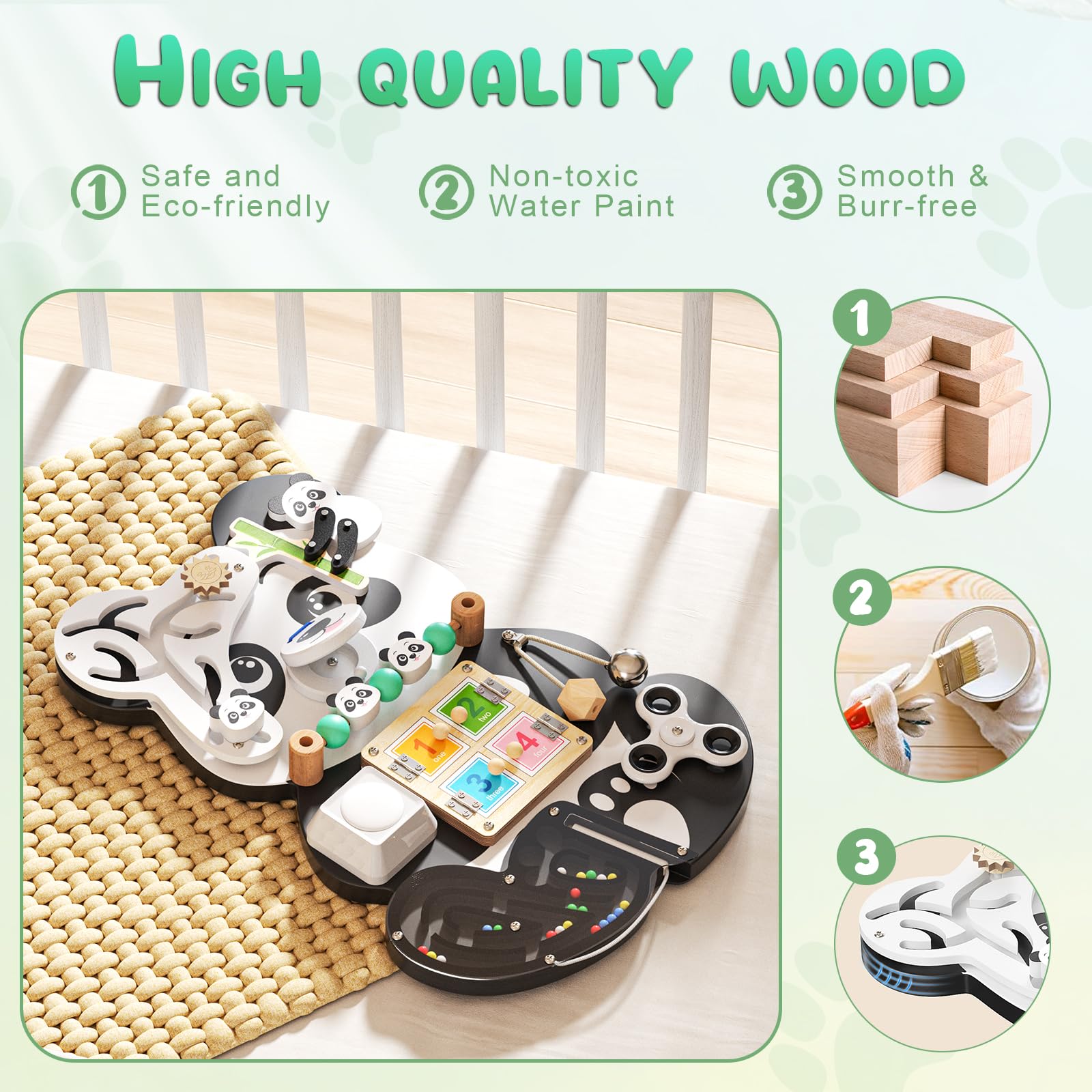 Jeu d'encastrement Ourson en bois – Tableau d'activités Montessori avec serrures et apprentissage sensoriel pour tout-petits | Cadeau éducatif pour enfants