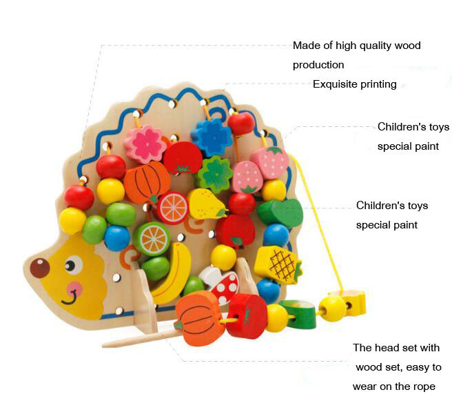 Wooden Hedgehog Board Lacing & Stringing Beads, Fruits and Vegetables
